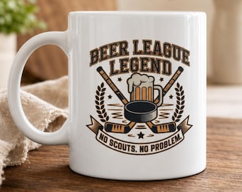 Beer League Hockey Mug, Funny No Scouts No Problem Coffee Mug, Rec Hockey Player Gift, Beer League Legend Mug