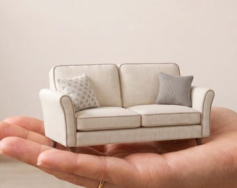 1:12 Scale Miniature Modern Sofa, Dollhouse Contemporary Couch STL, Minimalist Living Room Furniture