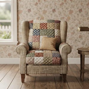 Sillón para casa de muñecas a escala 1:12, silla de patchwork en miniatura, sofá con respaldo alto para casa de muñecas (archivo STL)