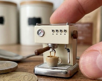 Cafetera espresso en miniatura a escala 1:12, cafetera retro para casa de muñecas, muebles de cocina pequeños, archivo STL