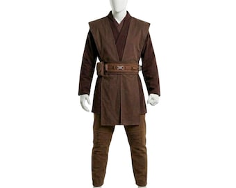 Anakin Skywalker Jedi Costume, Revenge of the Sith Cosplay Outfit, Brown Robe Flight Suit