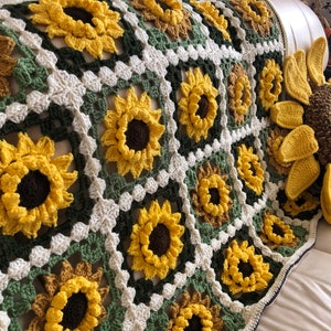 Sunflower Throw Handmade Crochet Blanket