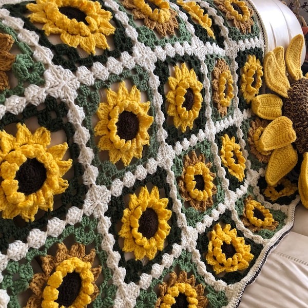 Sunflower Crochet Blanket Etsy