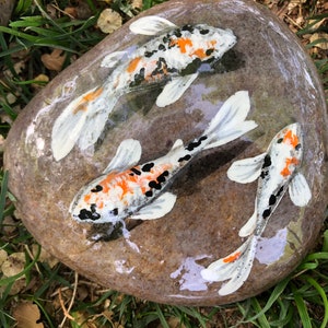 Koi Fish Painted Rocks Yard Decoration