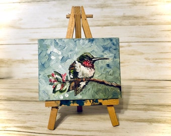 Original Hummingbird Oil Painting on Canvas