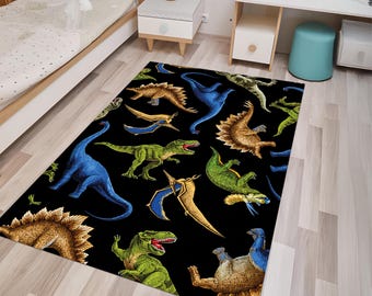 Dinosaur Area Rug, Kids Dinosaur Rug, Dinosaur Nursery Rug, Prehistoric Dino Carpet, T Rex Playroom Rug, Boys Bedroom Decor, Kids Room Rug