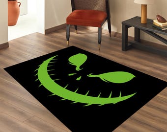 Halloween Area Rug, Spooky Halloween Carpet, Pumpkin Ghost Rug, Gothic Fall Decor, Haunted House Floor Mat, Living Room Halloween Decor