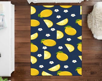 Lemon Rug, Orange Rug, Kitchen Rug, Cook, For Mom, For Restaurant, Indoor Rug, Outdoor Rug, Botanical Rug, Colorful Bedroom Rug, Nature