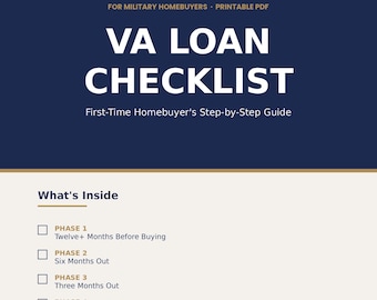 Military Home Buyer Guide | PCS Home Purchase Checklist | VA Loan First Time Buyer | Veteran Homebuying Printable | Instant Download