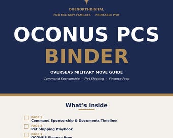 OCONUS PCS Binder | Overseas Military Move | Command Sponsorship + Pet Shipping + Passport Timeline | Military Family | Instant Download