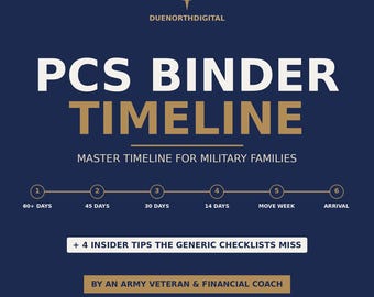 PCS Binder Timeline | Military PCS Checklist | Army Navy Air Force Veteran Family Move Guide | Printable PDF | Instant Download