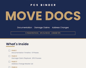 PCS Binder | Move Documentation & Inventory Pack | Military HHG Damage Claim Checklist | Veteran PCS Printable | Instant Download