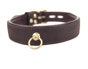 Handmade Leather Choker Collar with O Ring –  2.75 Inch Wide Adjustable BDSM Sub Collar