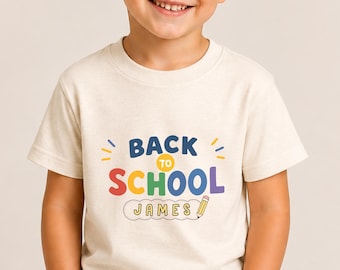 Personalized Back to School Shirt, Custom Name Kids Tee, First Day of School Shirt, Toddler School Outfit, Boys Girls Tee