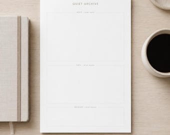 Rustig archief afdrukbaar | Minimalistische Brain Dump-sjabloon | A4 en US Letter | Inkt bijna op | Japandi Thought Capture | Mindsweep voor ADHD