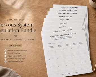 Somatisch zelf compleet afdrukbaar | Volledige zenuwstelselbundel | 5 producten, A4, pdf | Minimalistisch inktniveau