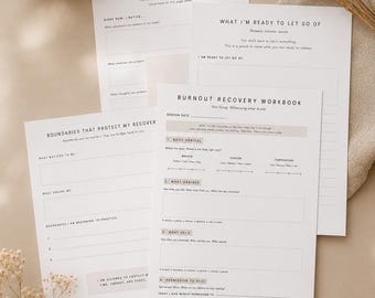 Afdrukbaar werkboek burn-outherstel | Pagina dagelijkse sessie | Lichaamsgebaseerd burn-outherstel | Invulbare pdf | A4 + US Letter