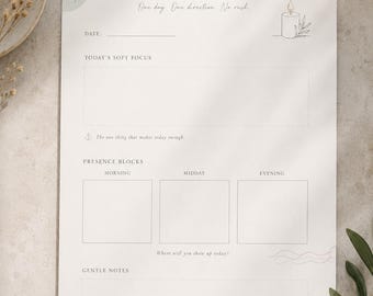 Planificador diario para TDAH / Plantilla minimalista de enfoque suave para imprimir