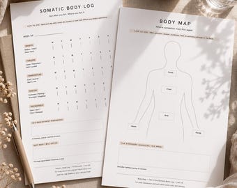 Somatic Body Log Tracker | Wekelijkse bodyscan | Minimalistische A4 pdf | Zenuwstelsel bijna leeg