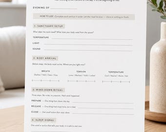 Sleep Sanctuary Planner afdrukbaar | Dagboek voor bedtijd, pdf | Avondplanner | Slaaplogboek | A4 en US Letter