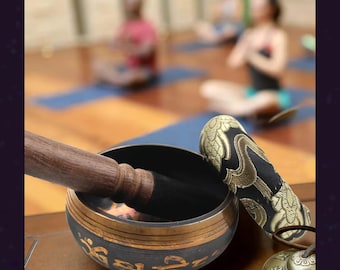 Tibetan Singing Bowl Set with Mallet and Cushion, Hand Hammered Meditation Bowl, Sound Healing Gift, Yoga Mindfulness Zen Decor