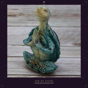 Meditierende Meeresschildkröte Figur, Gebet oder Lotus Pose Harz Statue, Zen Yoga Schreibtisch Dekoration, spirituelles Geschenk