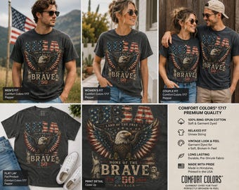 USA Home of the Brave Shirt | Patriotic Eagle T-Shirt | America 250th Anniversary Tee | Comfort Colors 1717 Graphic Shirt