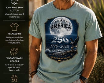 America 250th Anniversary Comfort Colors T-Shirt, Patriotic Eagle Graphic Tee