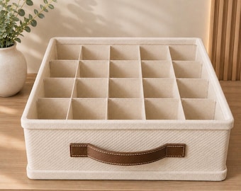 Organizador de cajones de tela con compartimentos: caja de almacenamiento minimalista para armario para ropa interior, calcetines y accesorios.