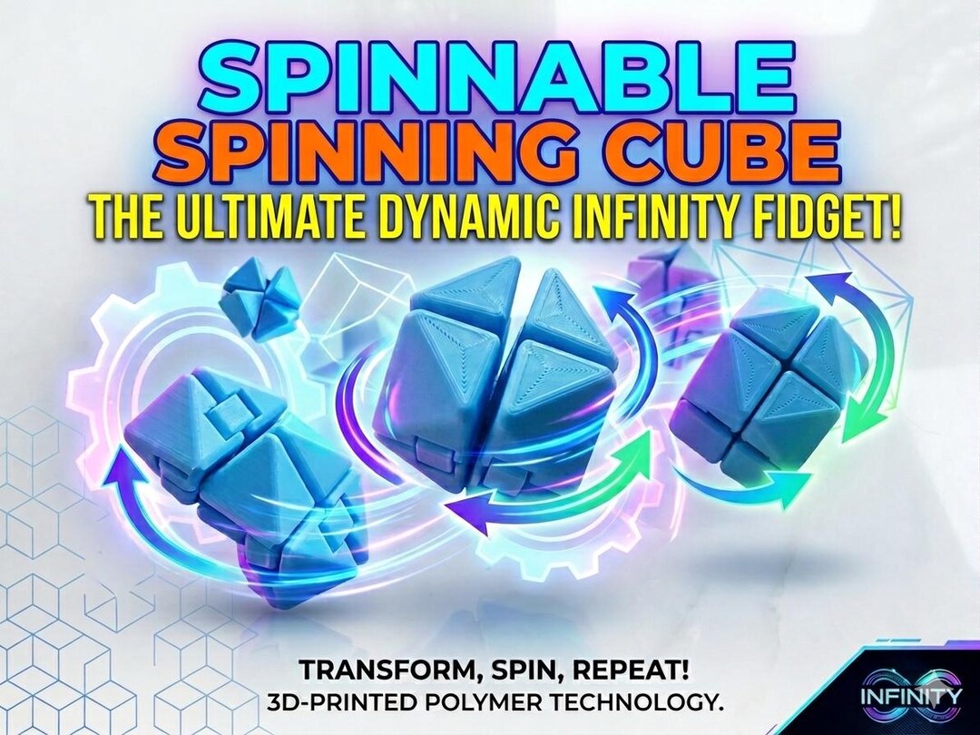 3D Printed Transforming & Spinning Cube – Endless Hand Flip Fidget - Etsy