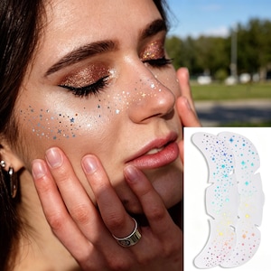 Glitter Fräkneklistermärken - Vattentäta Stjärnhjärt-ansiktstatueringar för festivalfestmakeup