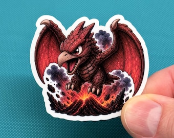 Vinylsticker Chibi Rodan – waterdichte Kaiju-sticker