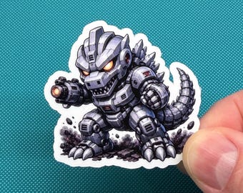 Chibi Mechagodzilla-vinylsticker – waterdichte Kaiju-sticker