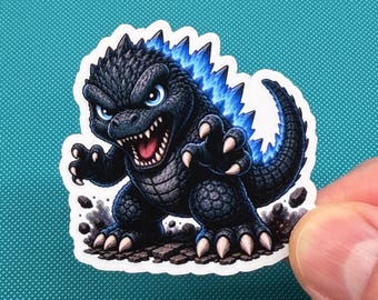Chibi Godzilla-vinylsticker – waterdichte Kaiju-sticker