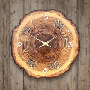 Horloge murale en bambou naturel – Horloge à quartz silencieuse à grain de bois, décoration murale rustique et minimaliste de style ferme