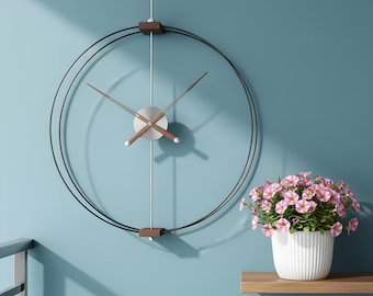 Luxury Spanish Minimalist Wall Clock – 80cm Silent Modern Metal Art