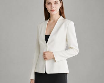 Vintage Chanel Uniform Jacket, Wool Chanel Jacket, Black Wool