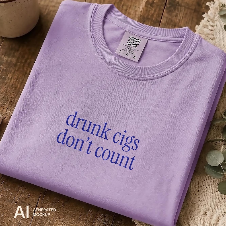 Drunk Cigs Don't Count Shirt, Funny Summer Tee, Vacation Shirt, Coastal Aesthetic Tee, Minimalist Summer Shirt, Girls Trip Shirt image 3