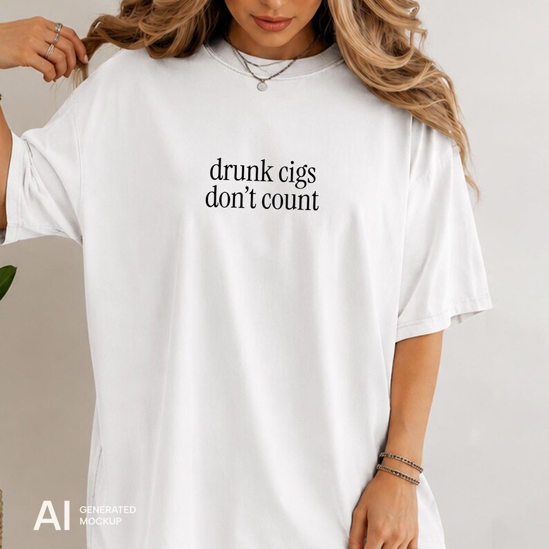 Drunk Cigs Don't Count Shirt, Funny Summer Tee, Vacation Shirt, Coastal Aesthetic Tee, Minimalist Summer Shirt, Girls Trip Shirt image 6