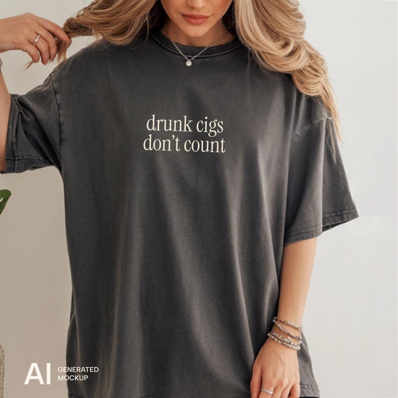 Drunk Cigs Don't Count Shirt, Funny Summer Tee, Vacation Shirt, Coastal Aesthetic Tee, Minimalist Summer Shirt, Girls Trip Shirt image 8