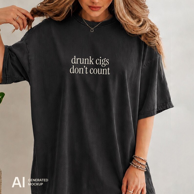 Drunk Cigs Don't Count Shirt, Funny Summer Tee, Vacation Shirt, Coastal Aesthetic Tee, Minimalist Summer Shirt, Girls Trip Shirt image 7
