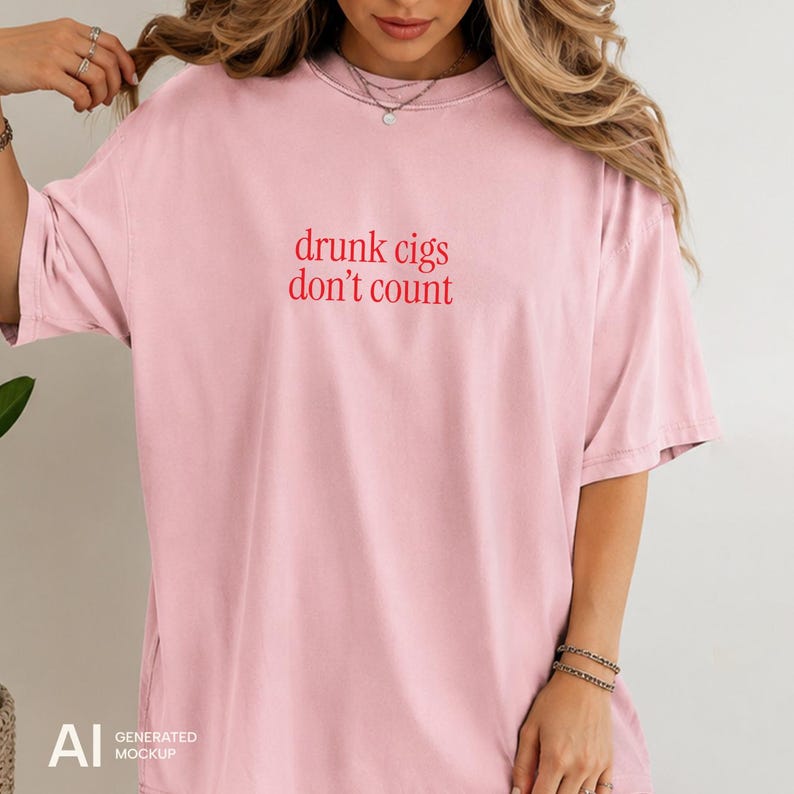 Drunk Cigs Don't Count Shirt, Funny Summer Tee, Vacation Shirt, Coastal Aesthetic Tee, Minimalist Summer Shirt, Girls Trip Shirt image 4