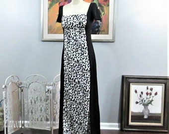 Vintage 1970's Eva Gabor Look by Estevez Black Evening Gown