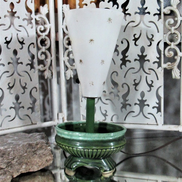 Vintage 1950's Green Planter Starburst Lamp