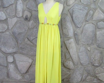 Vintage 1970's Yellow Negligee Nightgown