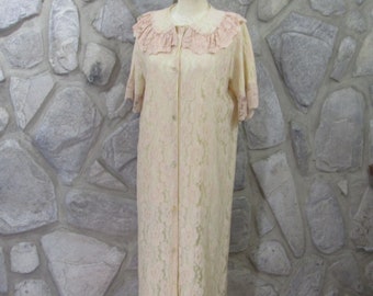 Bata de peignoir de encaje Aristocraft vintage de los años 50