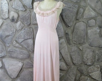 Vintage 1930's Blush Pink Negligee Nightgown