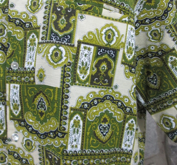 Vintage 1960's Sears Green Hawaiian Luau Shirt - image 2