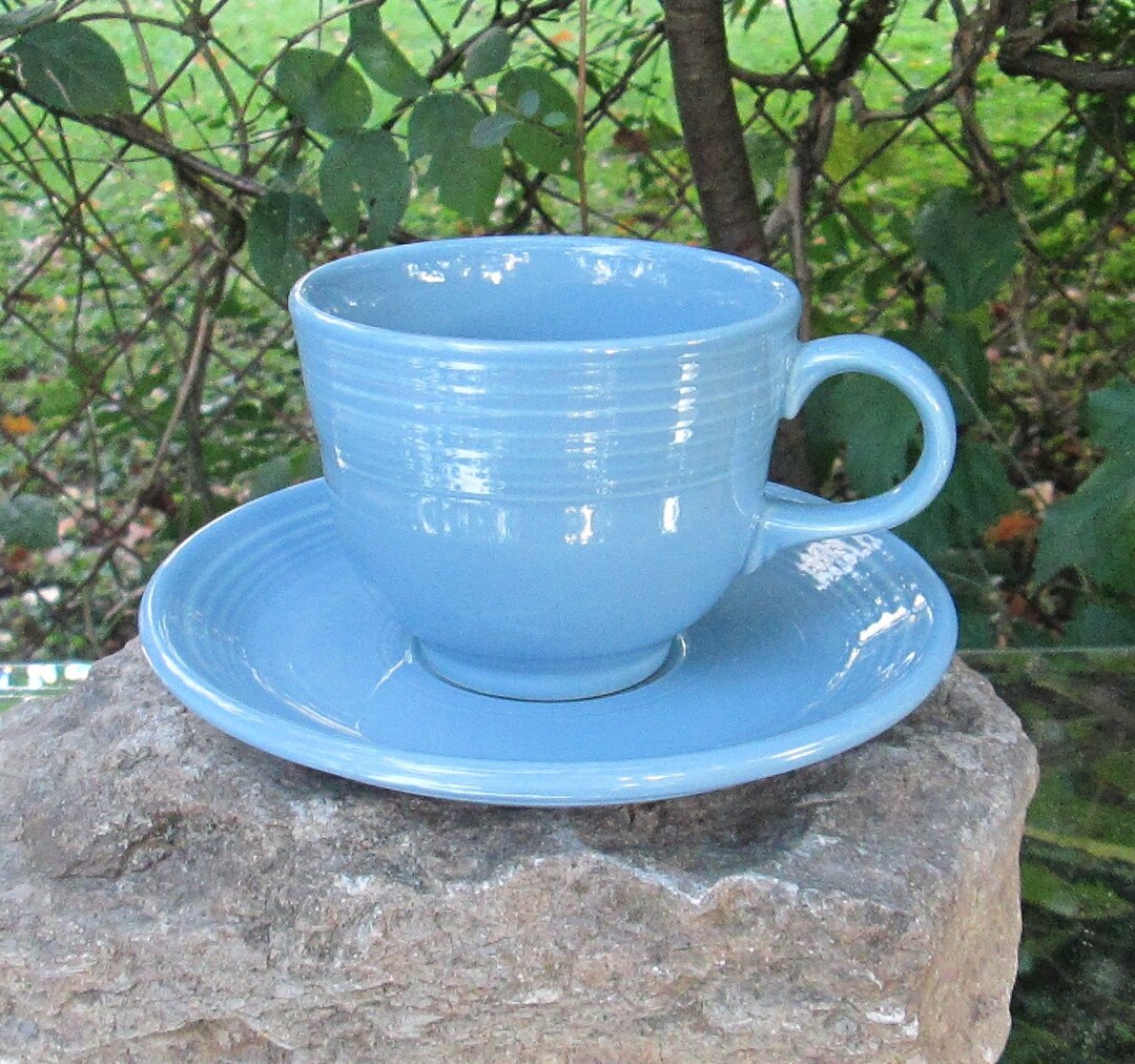 Vintage Blue Fiesta Cup and Saucer Etsy