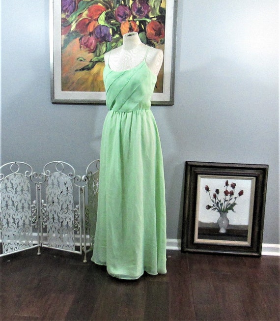 Vintage 1970's Lime Green Formal Dress - image 1